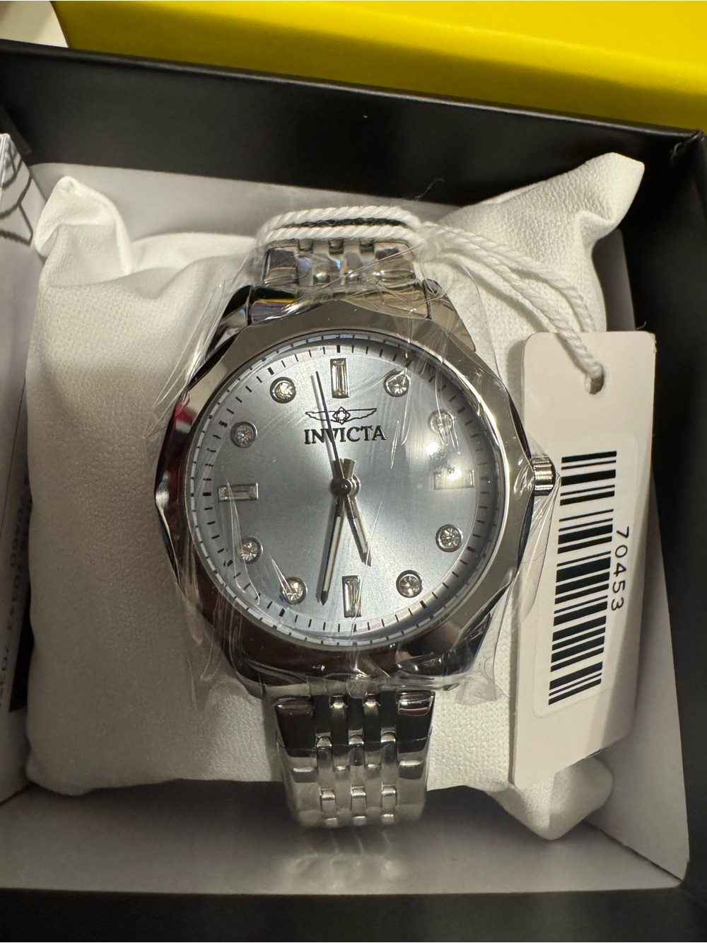 Invicta Silver Tone Women’s Stainless Steel Dress Watch with Crystal Markers